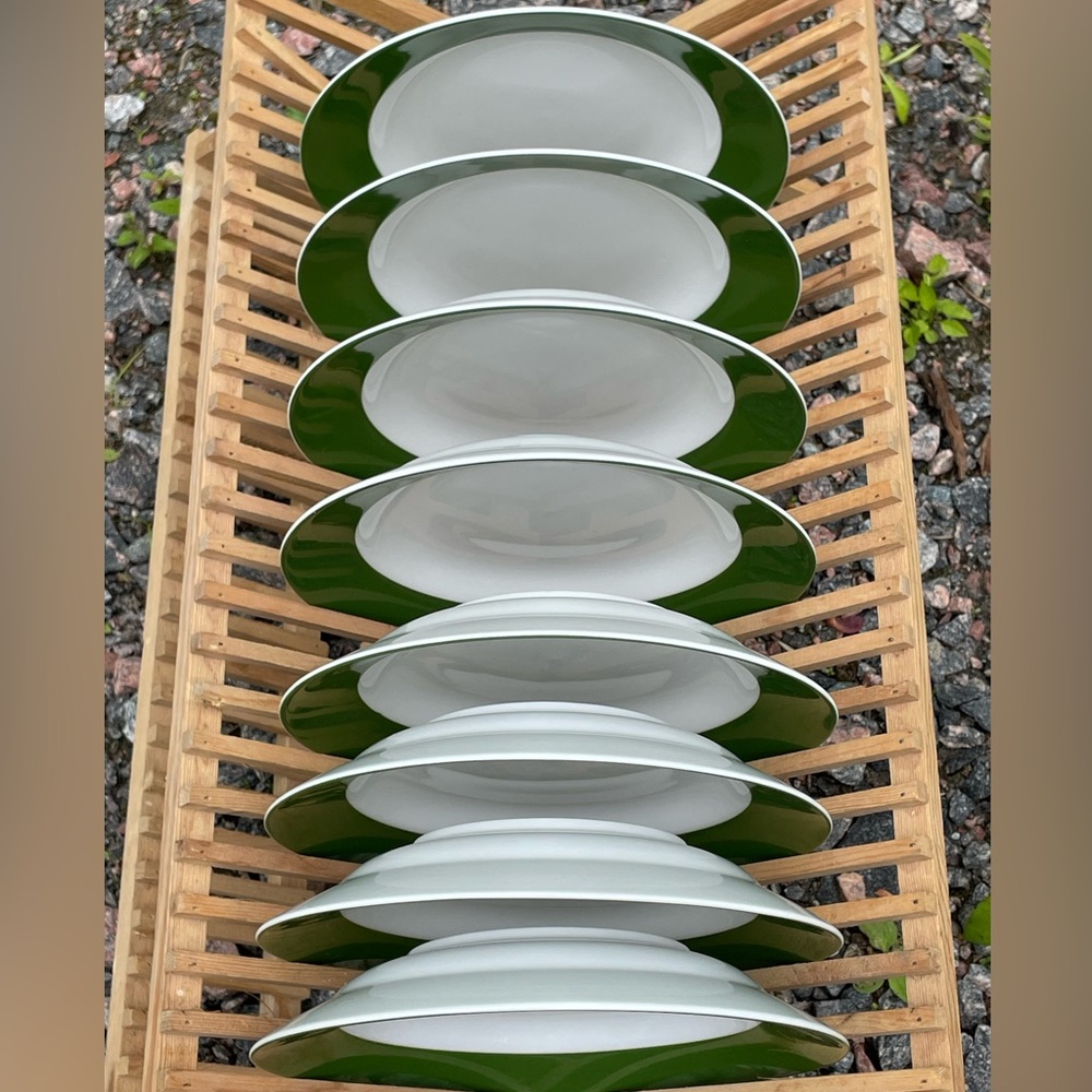 Salad Plates 8 pieces 8” PC Green Band Replacement Dinnerware